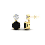 Load image into Gallery viewer, round-cut-black-diamond-stud-earrings-with-drop-design-in-yellow-gold-fdear11550rogblackangle3-nl-yg.jpg?v=1769066477