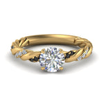 Load image into Gallery viewer, round-cut-black-diamond-twisted-vine-engagement-ring-in-yellow-gold-FD9127RORGBLACK-NL-YG