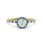 Load image into Gallery viewer, round-cut-blue-topaz-halo-petite-engagement-ring-in-yellow-gold-FD8523RORGICBLTOANGLE3-NL-YG

