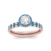 Load image into Gallery viewer, round-cut-blue-topaz-halo-wedding-ring-set-in-rose-gold-FD8523ROGICBLTO-NL-RG