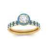 Load image into Gallery viewer, round-cut-blue-topaz-halo-wedding-ring-set-in-yellow-gold-FD8523ROGICBLTO-NL-YG