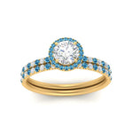 Load image into Gallery viewer, round-cut-blue-topaz-halo-wedding-ring-set-in-yellow-gold-FD8523ROGICBLTO-NL-YG
