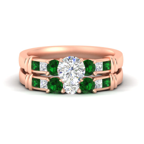 Round Cut Channel Bar Diamond Bridal Set