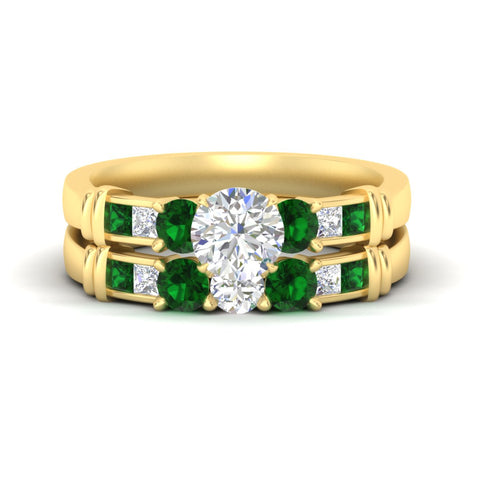Round Cut Channel Bar Diamond Bridal Set