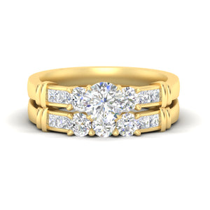 Round Cut Channel Bar Lab Created Diamond Wedding Set