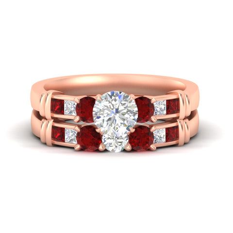 Round Cut Channel Bar Diamond Bridal Set