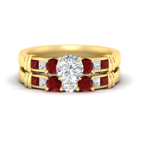 Round Cut Channel Bar Diamond Bridal Set