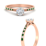 Load image into Gallery viewer, round-cut-cathedral-pave-diamond-engagement-ring-with-emerald-in-rose-gold-FD11145RORGEMGRANGLE3-NL-RG
