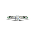 Load image into Gallery viewer, round-cut-cathedral-pave-diamond-engagement-ring-with-emerald-in-white-gold-FD11145RORGEMGR-NL-WG
