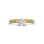 Load image into Gallery viewer, round-cut-cathedral-pave-diamond-engagement-ring-with-emerald-in-yellow-gold-FD11145RORGEMGR-NL-YG
