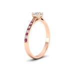 Load image into Gallery viewer, round-cut-cathedral-pave-diamond-engagement-ring-with-pink-sapphire-in-rose-gold-FD11145RORGSADRPIANGLE2-NL-RG
