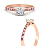 Load image into Gallery viewer, round-cut-cathedral-pave-diamond-engagement-ring-with-pink-sapphire-in-rose-gold-FD11145RORGSADRPIANGLE3-NL-RG
