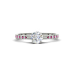Load image into Gallery viewer, round-cut-cathedral-pave-diamond-engagement-ring-with-pink-sapphire-in-white-gold-FD11145RORGSADRPI-NL-WG
