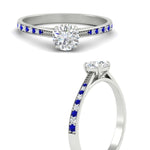 Load image into Gallery viewer, round-cut-cathedral-pave-diamond-engagement-ring-with-sapphire-in-white-gold-FD11145RORGSABLANGLE3-NL-WG
