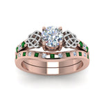Load image into Gallery viewer, round-cut-celtic-diamond-ring-and-matching-band-with-emerald-in-14K-rose-gold-FDENS2255B4ROGEMGRANGLE5-NL-RG_31fa876e-b07e-4ec2-8ddb-fd197a4e92eb?v=1757052330
