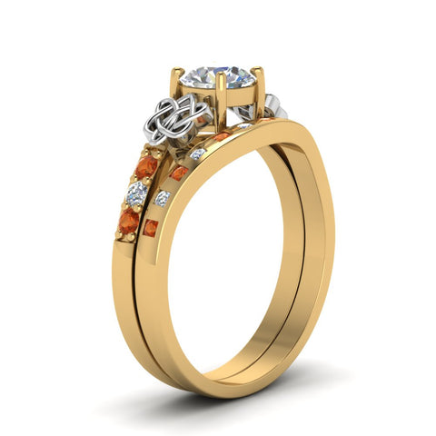 round-cut-celtic-diamond-ring-and-matching-band-with-orange-sapphire-in-14K-yellow-gold-FDENS2255B4ROGSAORANGLE2-NL-YG?v=1757052246