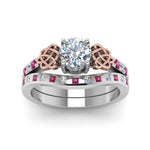 Load image into Gallery viewer, round-cut-celtic-diamond-ring-and-matching-band-with-pink-sapphire-in-14K-white-gold-FDENS2255B4ROGSADRPIANGLE5-NL-WG_6fa16165-af5f-41c5-af88-a394fd146084?v=1757052331
