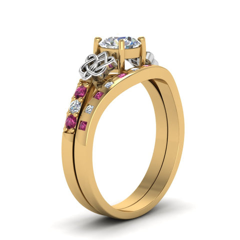 round-cut-celtic-diamond-ring-and-matching-band-with-pink-sapphire-in-14K-yellow-gold-FDENS2255B4ROGSADRPIANGLE2-NL-YG?v=1757052246