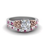 Load image into Gallery viewer, round-cut-celtic-diamond-ring-and-matching-band-with-pink-sapphire-in-950-Platinum-FDENS2255B4ROGSADRPI-NL-WG_82c8e152-c499-4491-93ee-2f54f5967499?v=1757052330
