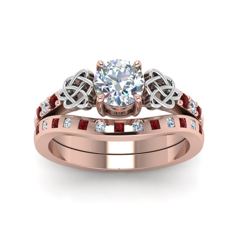 round-cut-celtic-diamond-ring-and-matching-band-with-ruby-in-14K-rose-gold-FDENS2255B4ROGRUDRANGLE5-NL-RG?v=1757052247
