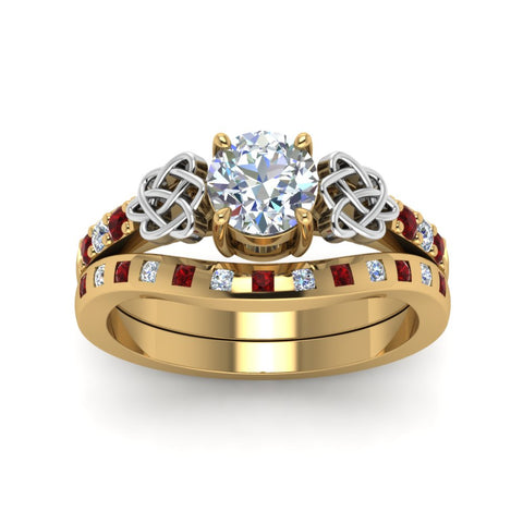 round-cut-celtic-diamond-ring-and-matching-band-with-ruby-in-14K-yellow-gold-FDENS2255B4ROGRUDRANGLE5-NL-YG?v=1757052247