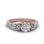 Load image into Gallery viewer, round-cut-celtic-diamond-ring-with-blue-topaz-in-14K-rose-gold-FDENS2255RORGICBLTO-NL-RG
