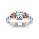 Load image into Gallery viewer, round-cut-celtic-diamond-ring-with-blue-topaz-in-14K-white-gold-FDENS2255RORGICBLTOANGLE5-NL-WG
