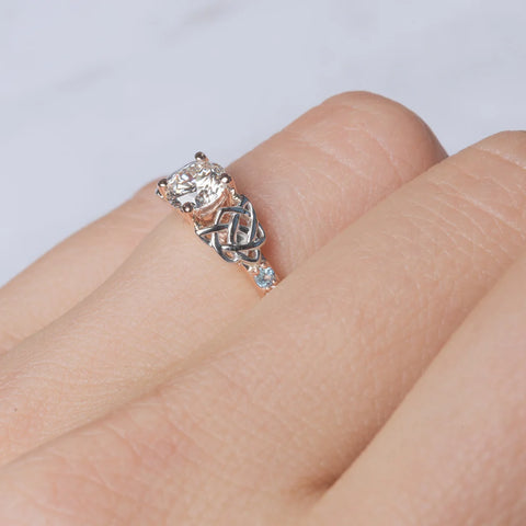 Celtic Two Tone Round Diamond Ring