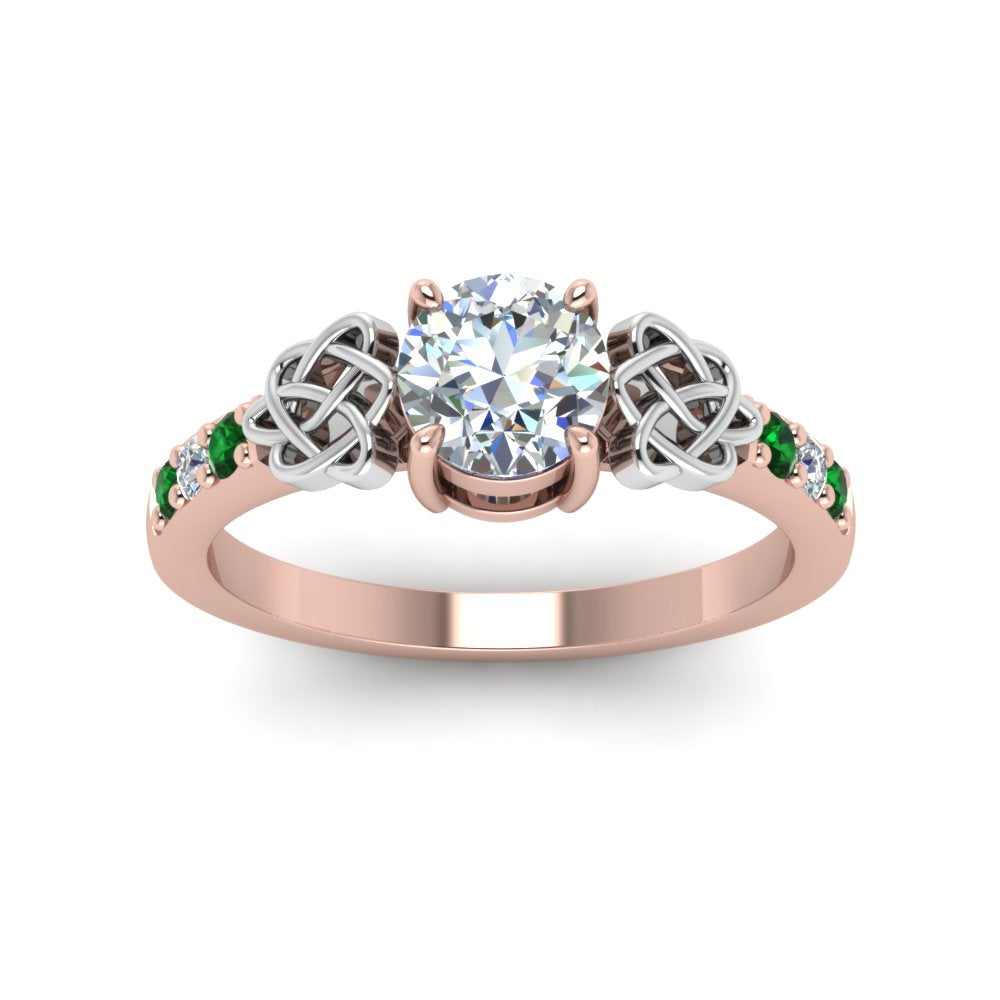 round-cut-celtic-diamond-ring-with-emerald-in-14K-rose-gold-FDENS2255RORGEMGRANGLE5-NL-RG