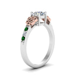 Load image into Gallery viewer, round-cut-celtic-diamond-ring-with-emerald-in-14K-white-gold-FDENS2255RORGEMGRANGLE2-NL-WG
