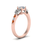 Load image into Gallery viewer, round-cut-celtic-diamond-ring-with-orange-sapphire-in-14K-rose-gold-FDENS2255RORGSAORANGLE2-NL-RG
