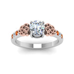 Load image into Gallery viewer, round-cut-celtic-diamond-ring-with-orange-sapphire-in-14K-white-gold-FDENS2255RORGSAORANGLE5-NL-WG
