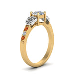 Load image into Gallery viewer, round-cut-celtic-diamond-ring-with-orange-sapphire-in-14K-yellow-gold-FDENS2255RORGSAORANGLE2-NL-YG
