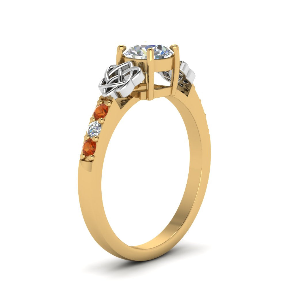 round-cut-celtic-diamond-ring-with-orange-sapphire-in-14K-yellow-gold-FDENS2255RORGSAORANGLE2-NL-YG