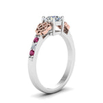 Load image into Gallery viewer, round-cut-celtic-diamond-ring-with-pink-sapphire-in-14K-white-gold-FDENS2255RORGSADRPIANGLE2-NL-WG
