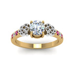 Load image into Gallery viewer, round-cut-celtic-diamond-ring-with-pink-sapphire-in-14K-yellow-gold-FDENS2255RORGSADRPIANGLE5-NL-YG
