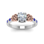 Load image into Gallery viewer, round-cut-celtic-diamond-ring-with-sapphire-in-14K-white-gold-FDENS2255RORGSABLANGLE5-NL-WG
