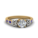 Load image into Gallery viewer, round-cut-celtic-diamond-ring-with-sapphire-in-14K-yellow-gold-FDENS2255RORGSABL-NL-YG
