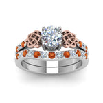 Load image into Gallery viewer, round-cut-celtic-diamond-wedding-ring-set-with-orange-sapphire-in-14K-white-gold-FDENS2255B1ROGSAORANGLE5-NL-WG?v=1757056939

