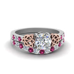 Load image into Gallery viewer, round-cut-celtic-diamond-wedding-ring-set-with-pink-sapphire-in-14K-white-gold-FDENS2255B1ROGSADRPI-NL-WG?v=1757056939
