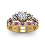 Load image into Gallery viewer, round-cut-celtic-diamond-wedding-ring-set-with-pink-sapphire-in-14K-yellow-gold-FDENS2255B1ROGSADRPIANGLE5-NL-YG_7590aab0-dbb0-4c68-baf9-39809aabedf3?v=1757057011
