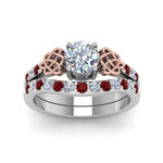 Load image into Gallery viewer, round-cut-celtic-diamond-wedding-ring-set-with-ruby-in-14K-white-gold-FDENS2255B1ROGRUDRANGLE5-NL-WG_bdb07157-cf9b-41ee-8db5-2aac1e5323e6?v=1757057012
