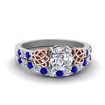 Load image into Gallery viewer, round-cut-celtic-diamond-wedding-ring-set-with-sapphire-in-14K-white-gold-FDENS2255B1ROGSABL-NL-WG?v=1757056939
