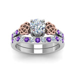 Load image into Gallery viewer, round-cut-celtic-diamond-wedding-ring-set-with-violac-topaz-in-14K-white-gold-FDENS2255B1ROGVITOANGLE5-NL-WG_358cb285-9b5e-4e92-9891-8cbb6bc9937a?v=1757057012
