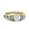 Load image into Gallery viewer, round-cut-celtic-emerald-two-tone-engagement-ring-in-yellow-gold-fdens2255rorgemgrsleep-nl-yg.jpg