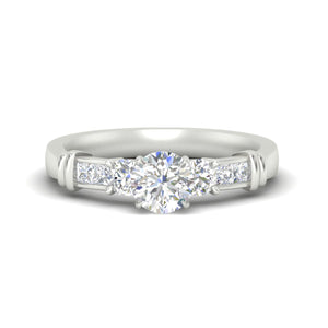 Round Cut Channel Bar Set Lab Diamond Engagement Ring