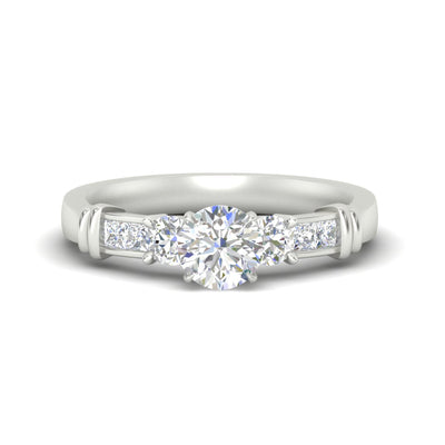 Round Cut Channel Bar Set Lab Diamond Engagement Ring