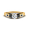 Load image into Gallery viewer, round-cut-channel-three-stone-diamond-engagement-ring-with-black-diamond-in-yellow-gold-FDENS205RORGBLACK-NL-YG.jpg