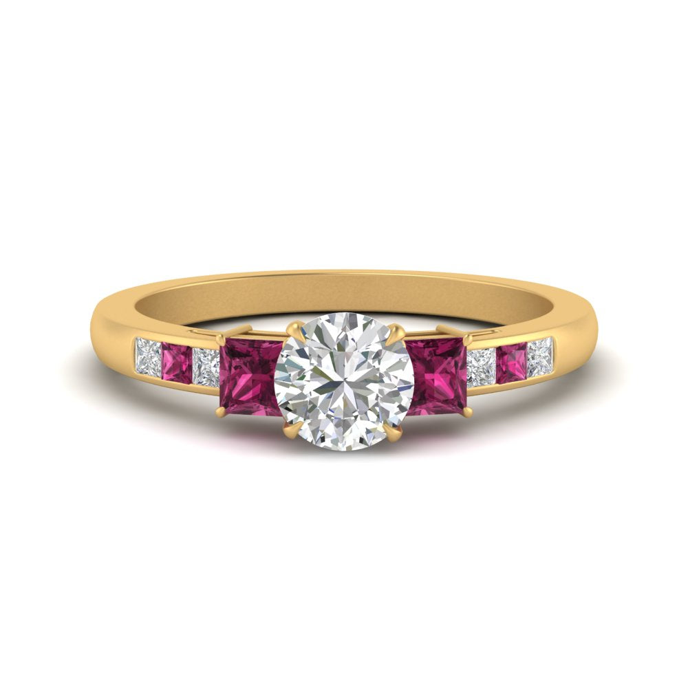 round-cut-channel-three-stone-diamond-engagement-ring-with-pink-sapphire-in-yellow-gold-FDENS205RORGSADRPI-NL-YG.jpg