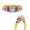 Load image into Gallery viewer, round-cut-channel-three-stone-diamond-engagement-ring-with-pink-sapphire-in-yellow-gold-FDENS205RORGSADRPI-NL-YG.jpg